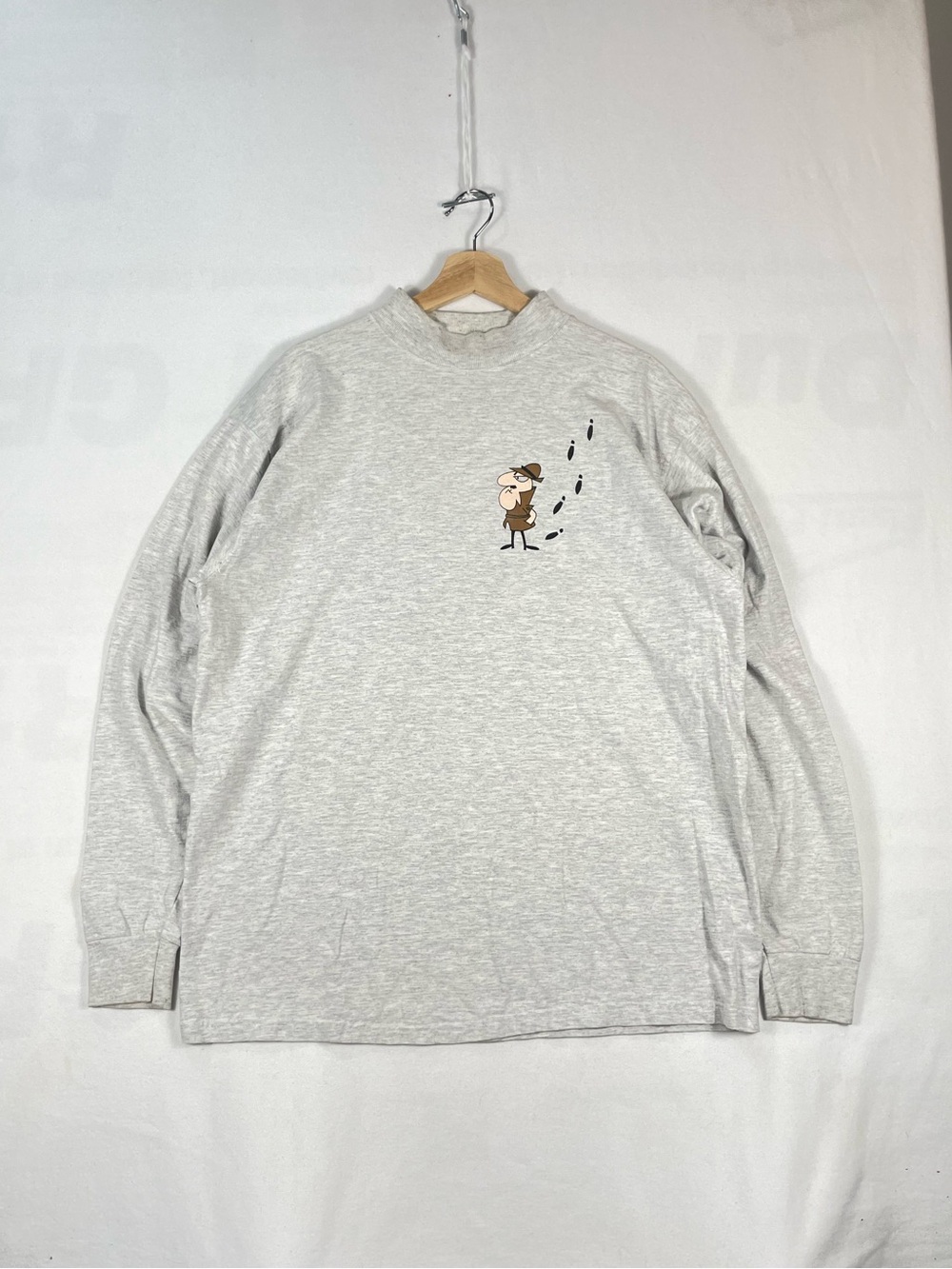 Vintage Fruit of the Loom The Pink Panther Gray Mock Neck Longsleeve shirt Sz XL